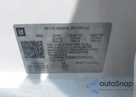 2019 Chevrolet Silverado 1500 Lt z USA, uszkodzony, nr VIN 1GCPWCEDXKZ139223